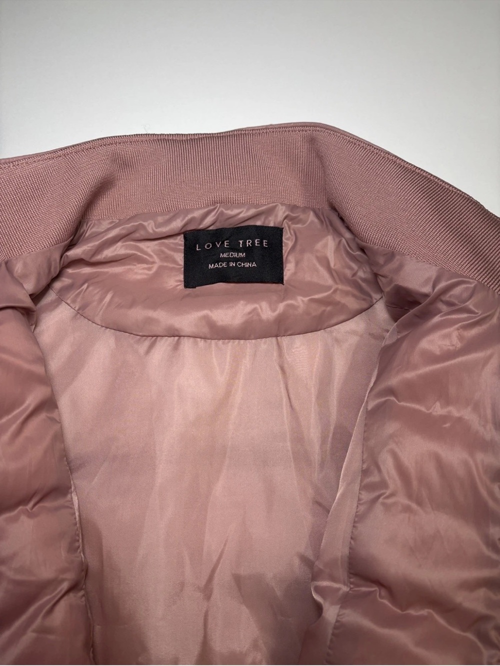 Love Tree Women's Dusty Rose Puffer Bomber Jacket